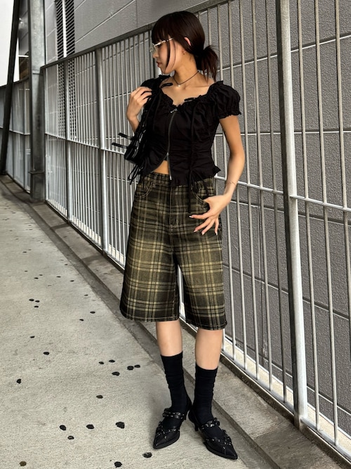 BLEACH CHECK M/PT ブリーチ チェック ミドルパンツ 夏服 秋服