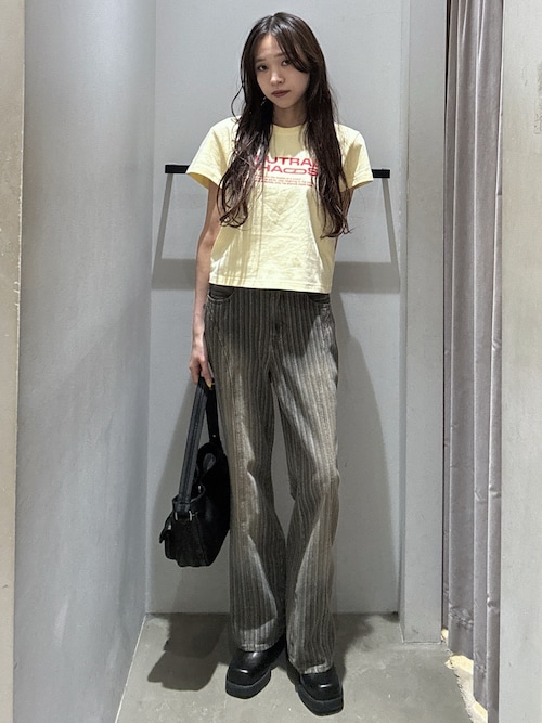 L/W STRIPE STRAIGHT PT ローウエストストライプストレートパンツ 夏服