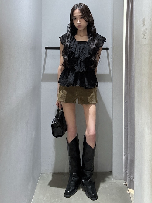 CUT LACE FRILL TOPS カットレースフリルトップス 秋服 夏服 春服 ノースリーブトップス