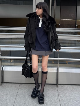 「アイテム（ブルゾン）」を使った、KAEDEさん（レディース・160cm）の夏コーディネート