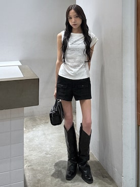 「SLY（スライ）のアイテム（パンツ）」を使った、KAEDEさん（レディース・160cm）の夏コーディネート