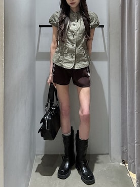 「SLY（スライ）のアイテム（スラックス）」を使った、KAEDEさん（レディース・160cm）の春コーディネート