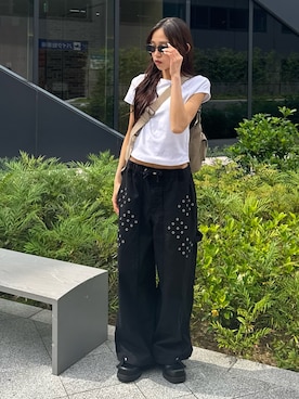 「SLY（スライ）のアイテム（パンツ）」を使った、KAEDEさん（レディース・160cm）の夏コーディネート