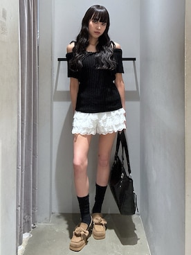 FRILL LACE S/PT フリル レース ショートパンツ 秋服 夏服 黒 FRILL LACE S/PT フリル レース ショートパンツ 秋服 夏服