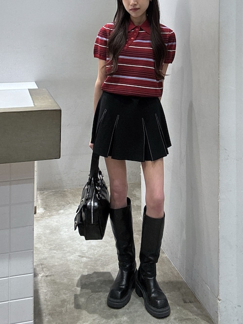 美脚チートブーツ】SQUARE TOE KNEE BOOTS スクエアトゥ ニー ブーツ