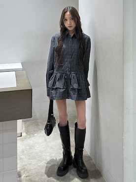 「シャツワンピ」｜KAEDEさん（レディース・160cm）の秋コーディネート