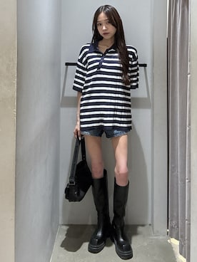 「SLY（スライ）のアイテム（パンツ）」を使った、KAEDEさん（レディース・160cm）の夏コーディネート