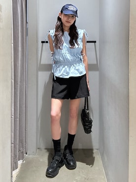 「アイテム（キャップ）」を使った、KAEDEさん（レディース・160cm）の夏コーディネート