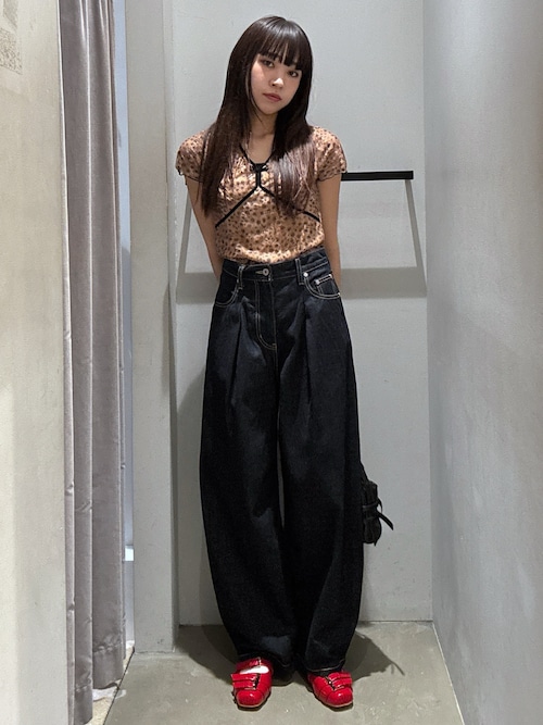 V/N VELOURS TAPE LACE TOPS ヴイネック ベロア テープ レース