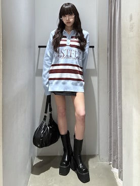 「アイテム（ポロシャツ）」を使った、KAEDEさん（レディース・160cm）の秋コーディネート