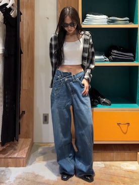 「SLY（スライ）のアイテム（パンツ）」を使った、KAEDEさん（レディース・160cm）の夏コーディネート