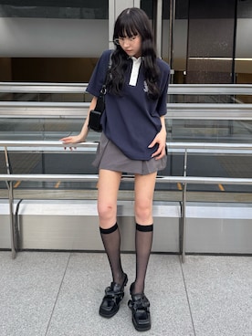 「アイテム（ポロシャツ）」を使った、KAEDEさん（レディース・160cm）の夏コーディネート