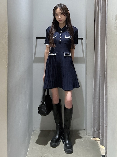 SLY（スライ） ブーツ 「美脚チートブーツ」SQUARE TOE KNEE BOOTS
