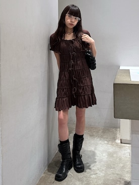 「ブラウンコーデ」｜「アイテム（ブーツ）」を使った、KAEDEさん（レディース・160cm）の夏コーディネート