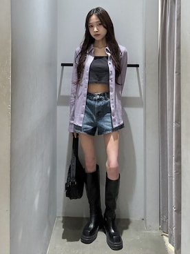 「SLY（スライ）のアイテム（パンツ）」を使った、KAEDEさん（レディース・160cm）の夏コーディネート