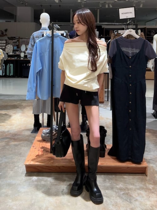 SLY（スライ） ブーツ 「美脚チートブーツ」SQUARE TOE KNEE BOOTS