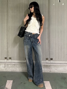 「アイテム（ローファー）」を使った、KAEDEさん（レディース・160cm）の夏コーディネート