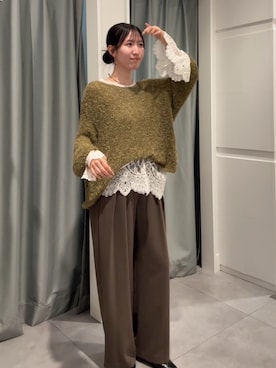 「アイテム（スラックス）」を使った、doudoujuriさん（レディース・163cm）の秋コーディネート