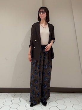 「DouDou（ドゥドゥ）のペイズリー柄タックパンツ（その他パンツ、ブラウン系）」を使った、doudoujuriさん（レディース・163cm）の夏コーディネート