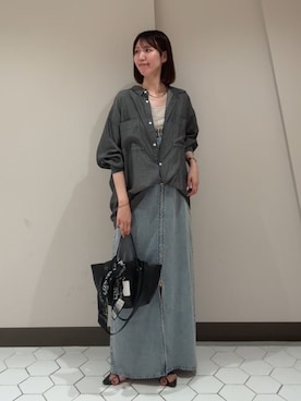 「アイテム（ストール/ショール、ブラック系）」を使った、doudoujuriさん（レディース・163cm）の夏コーディネート