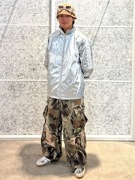 「アイテム（ジャージ）」を使った、OKさん（メンズ・172cm）の夏コーディネート