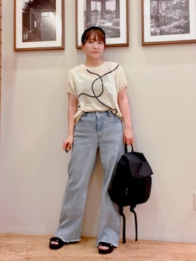 「アイテム（ニット/セーター）」を使った、ゆっきーさん（レディース・157cm・40代）の夏コーディネート