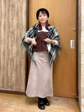 「アイテム（ハンチング/ベレー帽）」を使った、ゆっきーさん（レディース・157cm）の秋コーディネート