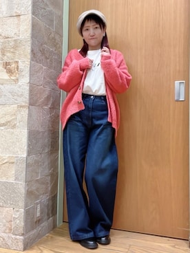「アイテム（キャスケット、ブラウン系）」を使った、ゆっきーさん（レディース・157cm）の秋コーディネート