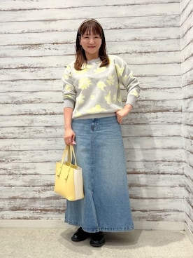 「INDIVI（インディヴィ）の◆ツイードプリントワンピース（チュニック、グレー系）」を使った、ゆっきーさん（レディース・157cm）の冬コーディネート
