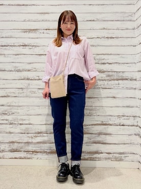 「SHOO・LA・RUE（シューラルー）の【SHOO・LA・RUE DENIM】毎日使いたくなる ストレッチデニムスキニーパンツ（デニムパンツ、ブルー系）」を使った、ゆっきーさん（レディース・157cm）の春コーディネート