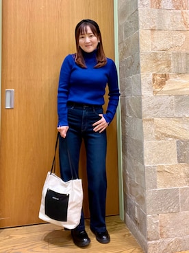 「アイテム（トートバッグ）」を使った、ゆっきーさん（レディース・157cm・40代）の秋コーディネート