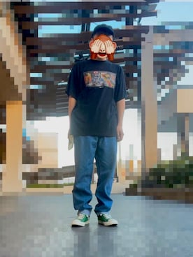 「アイテム（バンダナ/スカーフ）」を使った、horuazonvrさん（メンズ・166cm）の夏コーディネート