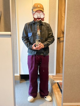 「アイテム（帽子、ブラウン系）」を使った、horuazonvrさん（メンズ・166cm）の冬コーディネート