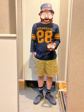 「no brand（ノーブランド）のアイテム（Tシャツ/カットソー、ブルー系）」を使った、horuazonvrさん（メンズ・166cm）の秋コーディネート
