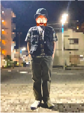 「アイテム（チノパンツ）」を使った、horuazonvrさん（メンズ・166cm）の夏コーディネート