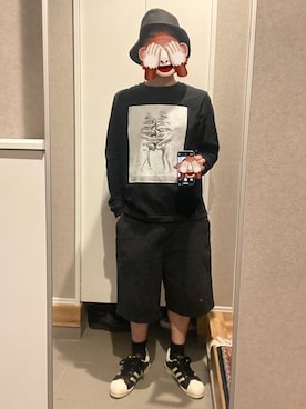 「Louise Bourgeoisのルイーズ・ブルジョワ（Tシャツ/カットソー、ブラック系）」を使った、horuazonvrさん（メンズ・166cm）の秋コーディネート
