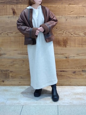 「PUAL CE CIN（ピュアルセシン）のアイテム（ムートンコート）」を使った、tomoさん（レディース・152cm）の秋コーディネート
