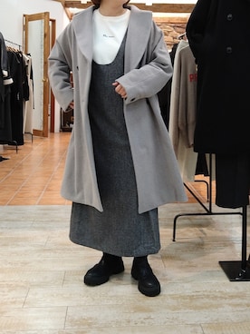 「PUAL CE CIN（ピュアルセシン）のアイテム（チェスターコート）」を使った、tomoさん（レディース・152cm）の冬コーディネート
