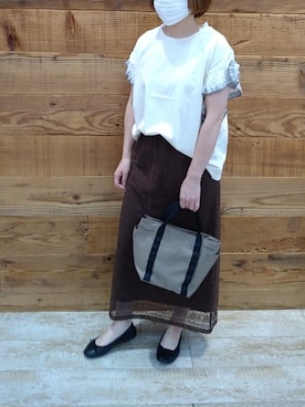 「ミニトート」｜「アイテム（ハンドバッグ）」を使った、tomoさん（レディース・152cm）の夏コーディネート