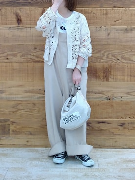 「PUAL CE CIN（ピュアルセシン）のアイテム（サロペット/オーバーオール）」を使った、tomoさん（レディース・152cm）の夏コーディネート
