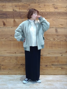 「PUAL CE CIN（ピュアルセシン）のアイテム（MA-1）」を使った、tomoさん（レディース・152cm）の冬コーディネート