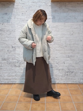 「PUAL CE CIN（ピュアルセシン）のアイテム（ダウンジャケット/コート）」を使った、tomoさん（レディース・152cm）の冬コーディネート