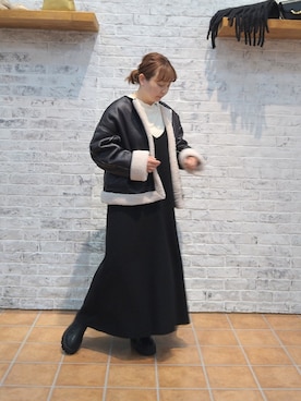「PUAL CE CIN（ピュアルセシン）のアイテム（ムートンコート）」を使った、tomoさん（レディース・152cm）の秋コーディネート