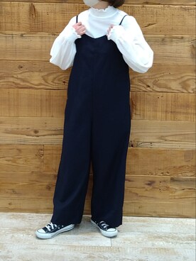 「PUAL CE CIN（ピュアルセシン）のアイテム（サロペット/オーバーオール）」を使った、tomoさん（レディース・152cm）の冬コーディネート