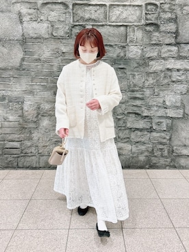 「PUAL CE CIN（ピュアルセシン）のアイテム（ノーカラージャケット）」を使った、tomoさん（レディース・152cm）の春コーディネート