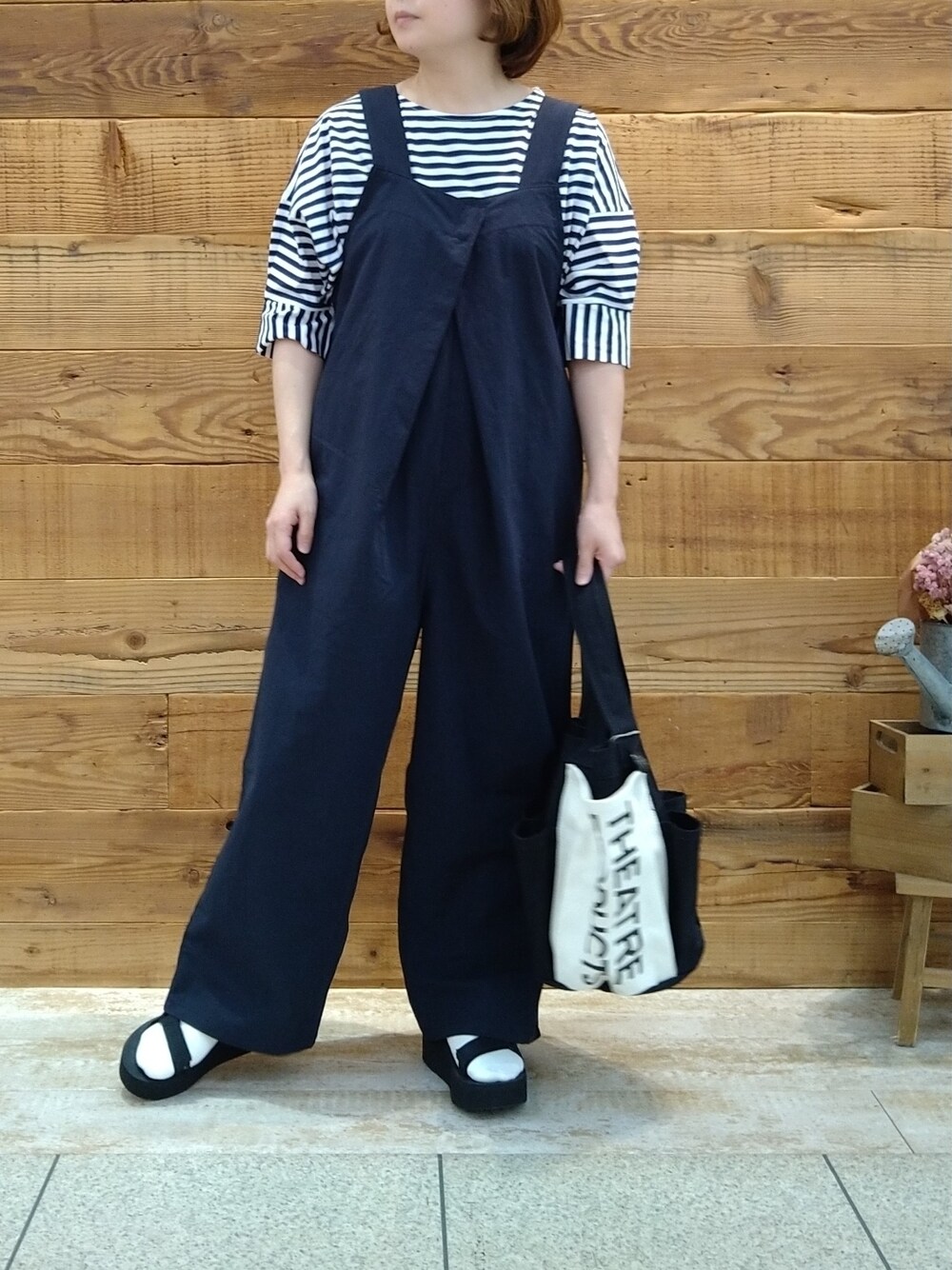 Du noir コットンリネンサロペット Du noir】コットンリネンサロペットを使った人気ファッション