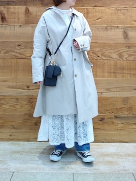 「PUAL CE CIN（ピュアルセシン）のアイテム（ステンカラーコート）」を使った、tomoさん（レディース・152cm）の冬コーディネート