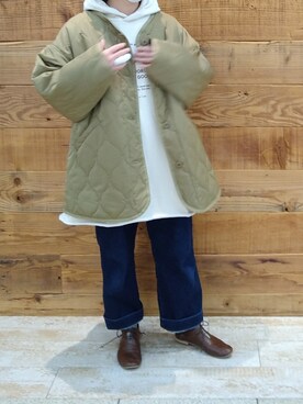 「PUAL CE CIN（ピュアルセシン）のアイテム（ノーカラージャケット）」を使った、tomoさん（レディース・152cm）の冬コーディネート