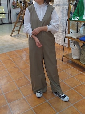 「PUAL CE CIN（ピュアルセシン）のアイテム（サロペット/オーバーオール）」を使った、tomoさん（レディース・152cm）の秋コーディネート