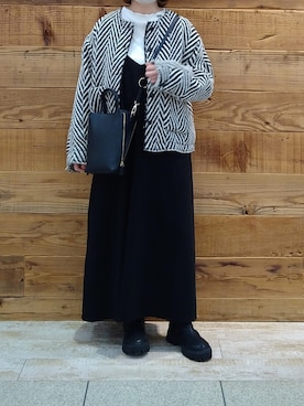 「PUAL CE CIN（ピュアルセシン）のアイテム（ノーカラージャケット）」を使った、tomoさん（レディース・152cm）の冬コーディネート